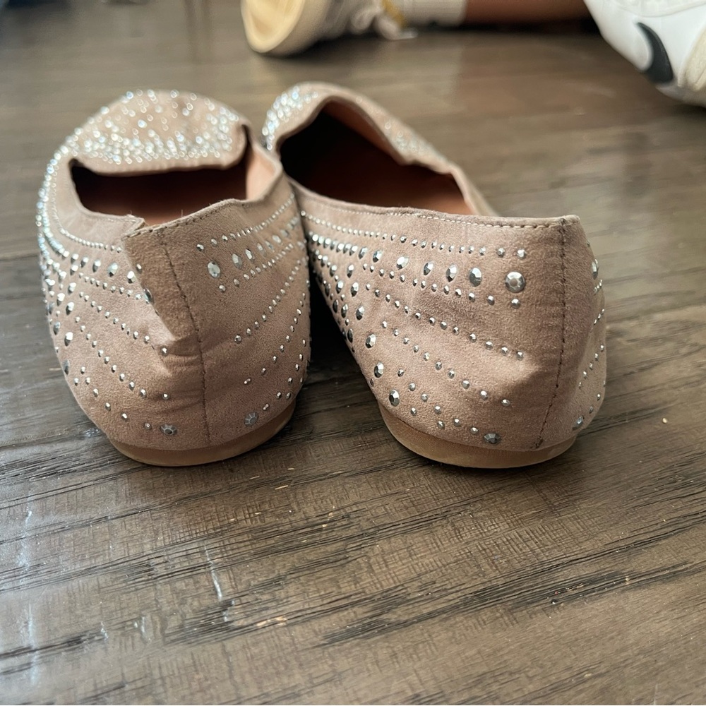 Aldo Taupe Suede Studded Slip-On Loafers - Picture 4 of 9